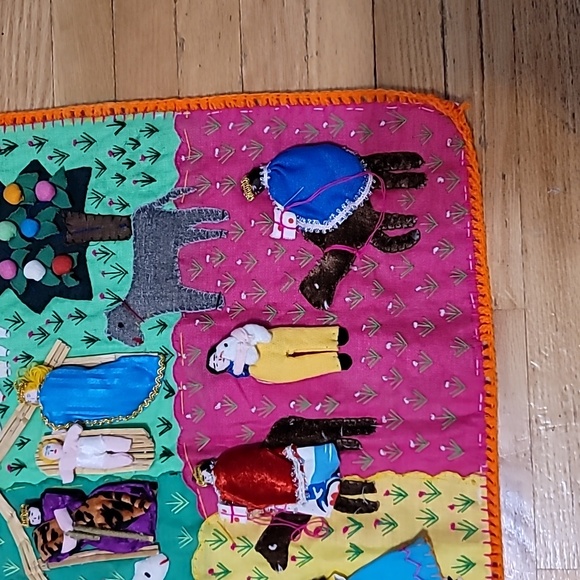 PERUVIAN NACIMIENTO Peru 3D FOLK ART TAPESTRY TEXTILE WALL HANGING ARPILLERA - Picture 5 of 8